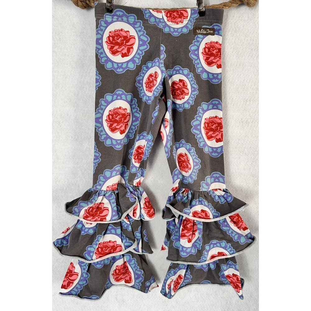 Matilda Jane Ruffle Leggings Pants Paint by Numbers Roses Size 6 School Whimsy